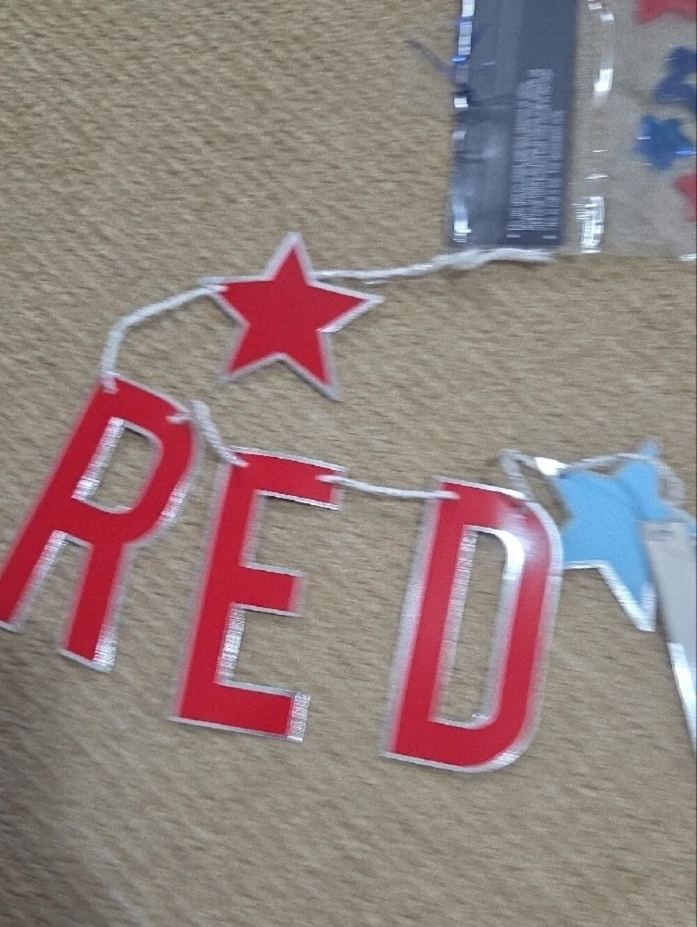 Red White Blue Patriotic Star Garland and Stick Party Decor